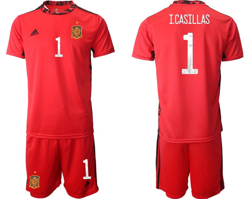 Men 2021 World Cup National Spain red goalkeeper #1 Soccer Jerseys1->->Soccer Country Jersey